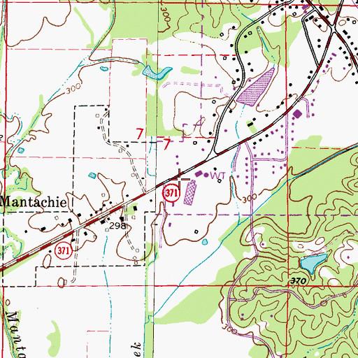 Topographic Map of Greater Mantachie Fire and Rescue Station 200, MS
