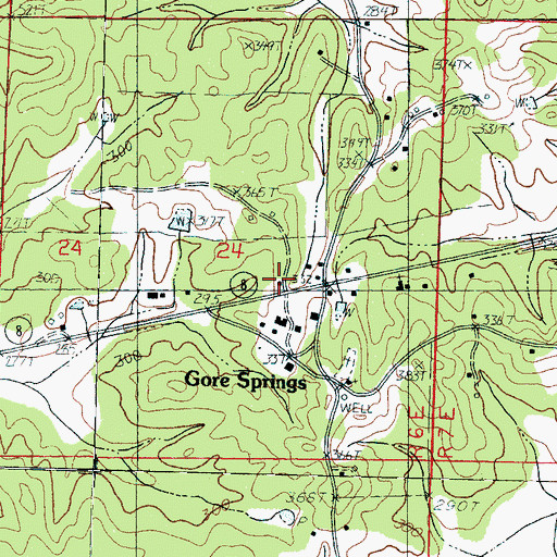 Topographic Map of Gore Springs Volunteer Fire Department Station 1, MS