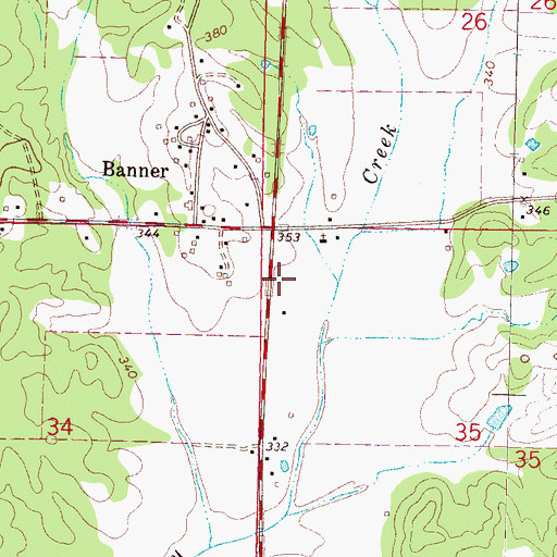 Topographic Map of Banner Volunteer Fire Department Banner, MS