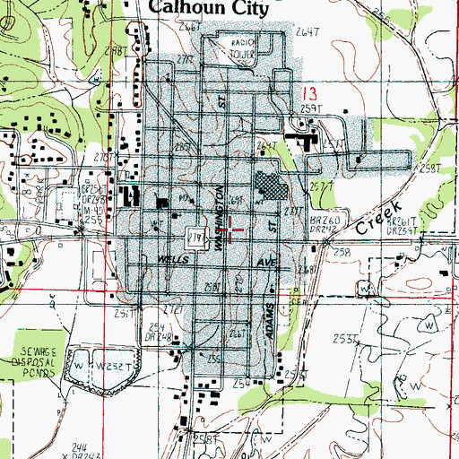 Topographic Map of Calhoun City Fire Department Station 1, MS