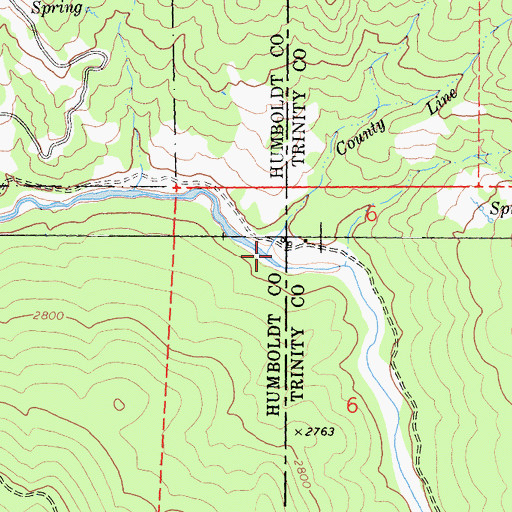 Topographic Map of County Line Creek, CA