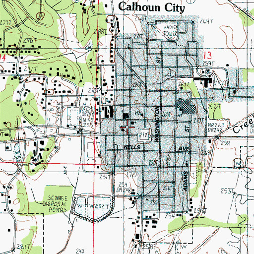 Topographic Map of Calhoun City Fire Department Station 2, MS