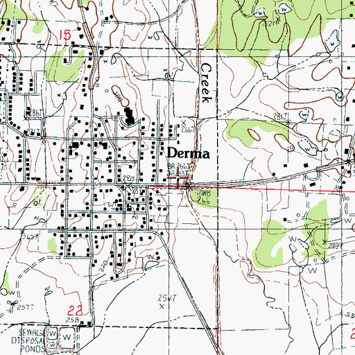 Topographic Map of Derma Fire Department, MS