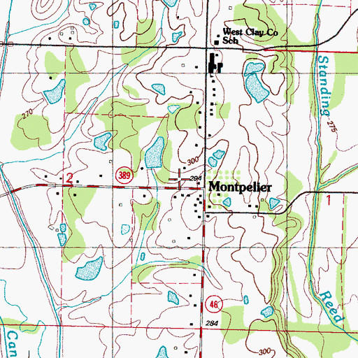 Topographic Map of Clay County Volunteer Fire Department Unit 300 Montpelier, MS