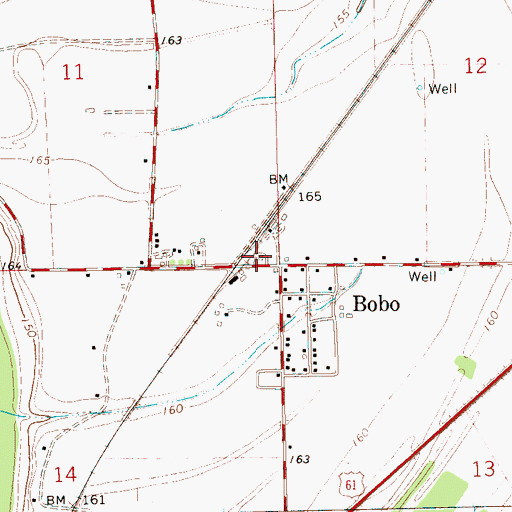 Topographic Map of Coahoma County Volunteer Fire Department Bobo, MS