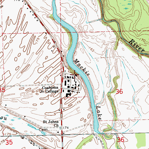 Topographic Map of Coahoma Community College Fire Department, MS