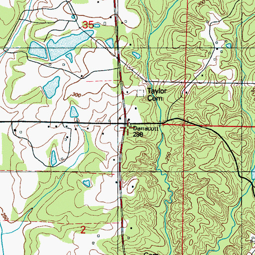 Topographic Map of Prairie Volunteer Fire Department Station 2, MS