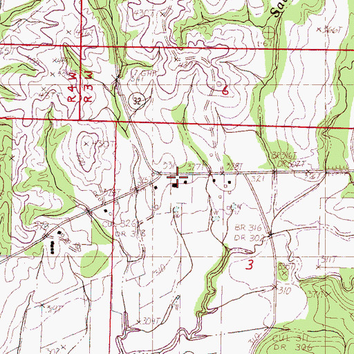 Topographic Map of Pine Valley Volunteer Fire Department, MS