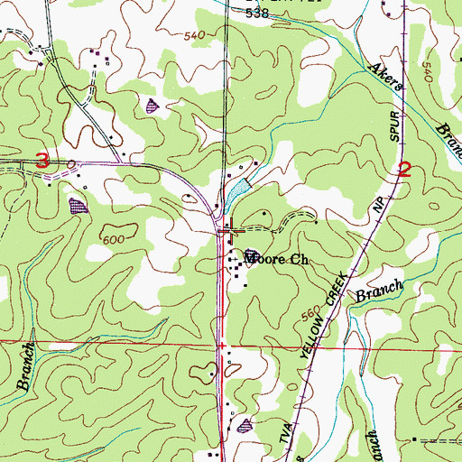 Topographic Map of Harmony Central Volunteer Fire Department, MS