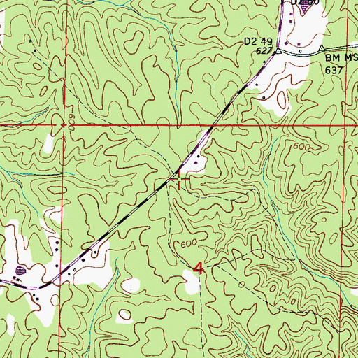 Topographic Map of Eastport Mill Creek Fire Department, MS