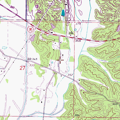 Topographic Map of Bunkom Hill - New Hope Volunteer Fire Department, MS