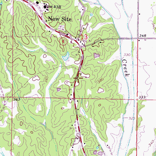 Topographic Map of New Site Volunteer Fire Department, MS
