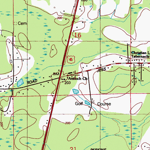 Topographic Map of Lowndes County District 2 Volunteer Fire and Rescue Department Northwest Lowndes Station, MS