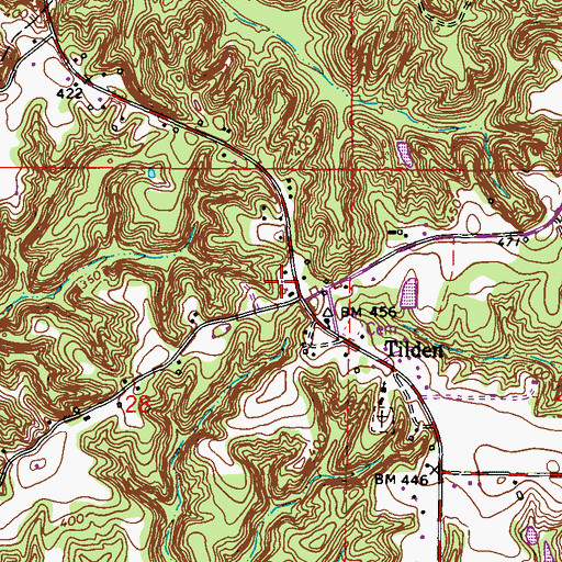 Topographic Map of Tilden Volunteer Fire Department, MS