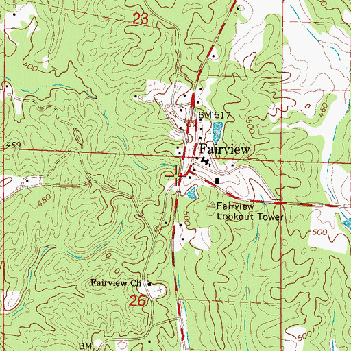 Topographic Map of Northeast Itawamba Volunteer Fire Department Station 851, MS