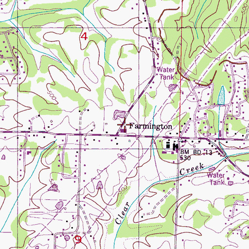 Topographic Map of Farmington Fire and Rescue, MS