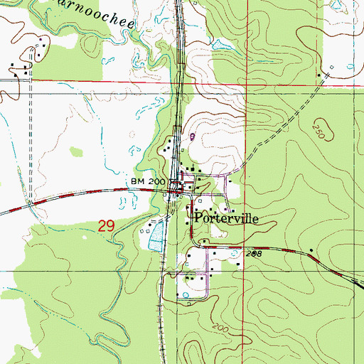 Topographic Map of Porterville Volunteer Fire Department, MS