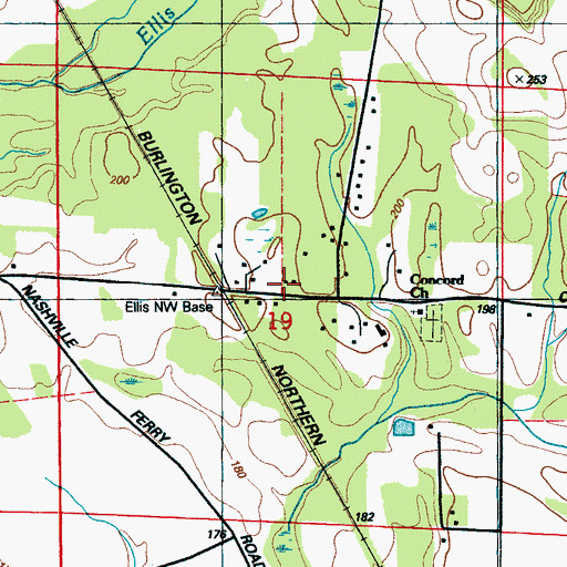 Topographic Map of Lowndes County District 3 Volunteer Fire and Rescue Department Concord Road Station, MS