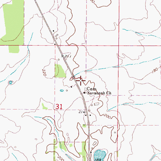 Topographic Map of Savannah Fire Department, MS