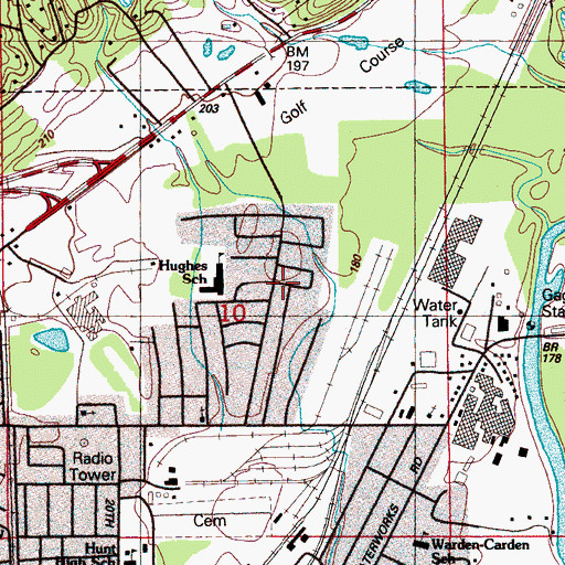 Topographic Map of Columbus Fire and Rescue Station 2, MS