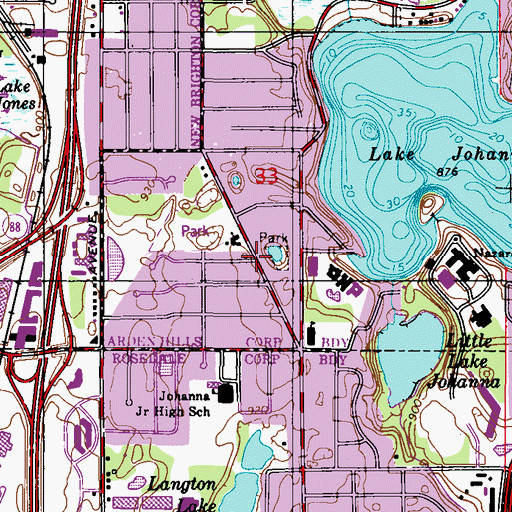 Topographic Map of Lake Johanna Fire Department Station 110, MN