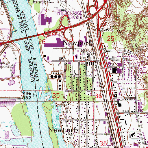 Topographic Map of Newport Fire Department Station 1, MN