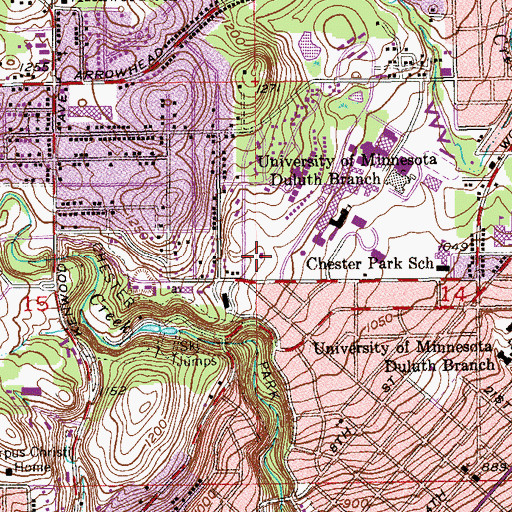 Topographic Map of Duluth Fire Department Station 4, MN