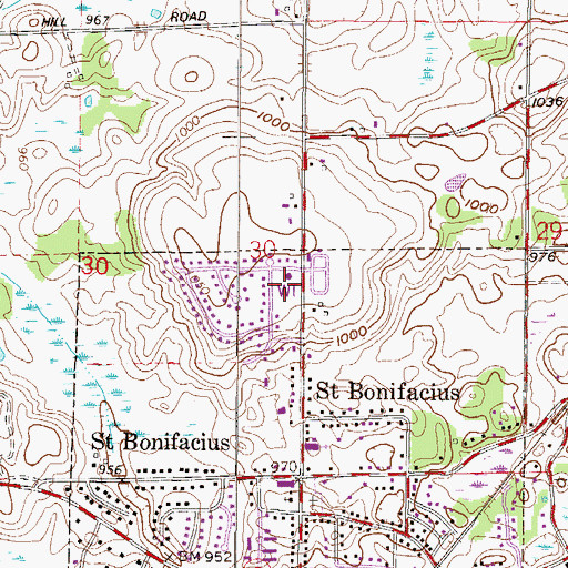 Topographic Map of Saint Bonifacius Fire Department, MN
