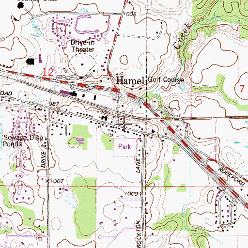 Topographic Map of Hamel Volunteer Fire Department, MN