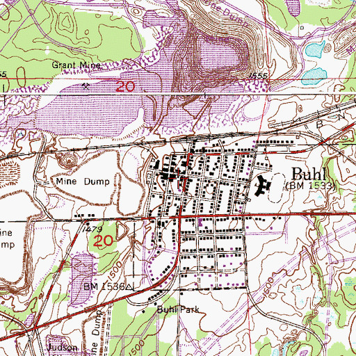 Topographic Map of Buhl Volunteer Fire Department and Ambulance Service, MN