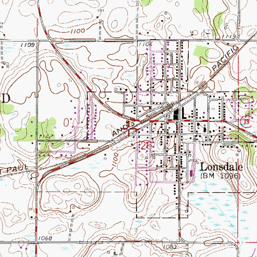 Topographic Map of Lonsdale Fire Department, MN