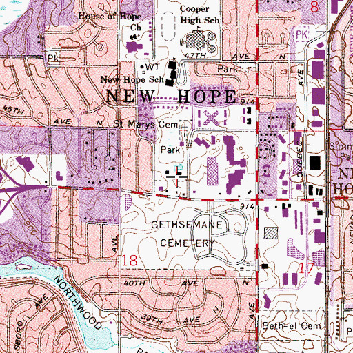 Topographic Map of West Metro Fire and Rescue District Station 3 New Hope Fire Department, MN