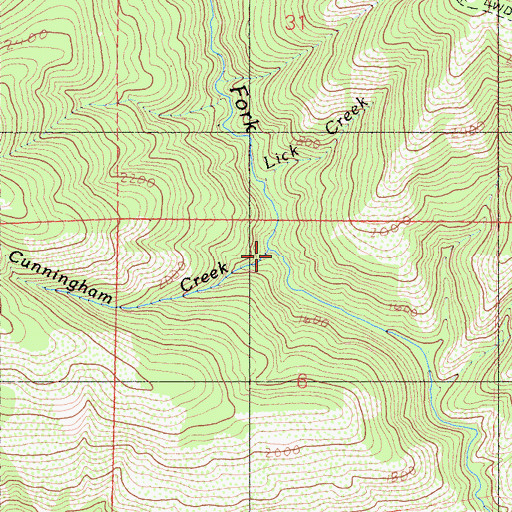 Topographic Map of Cunningham Creek, CA