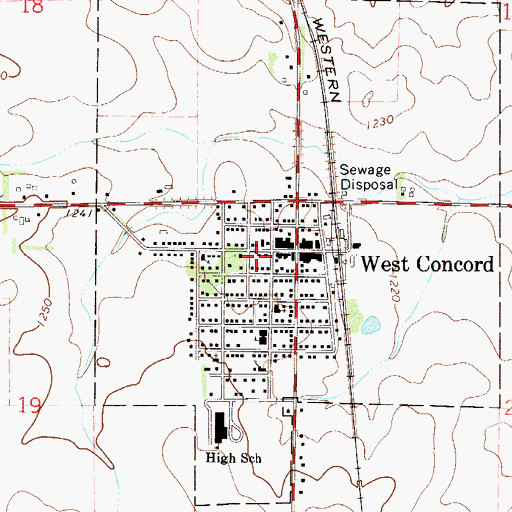Topographic Map of West Concord Fire Department, MN