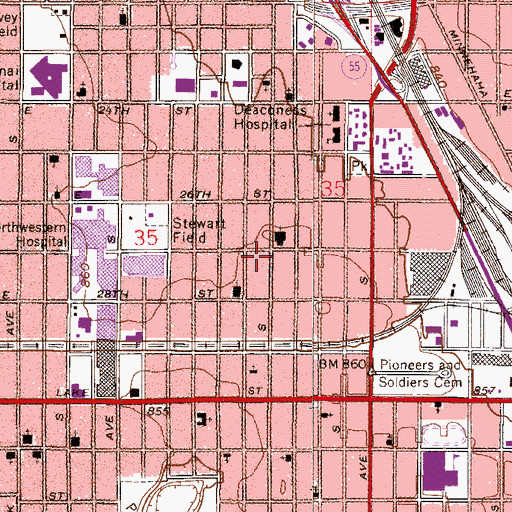 Topographic Map of Minneapolis Fire Department Station 5, MN