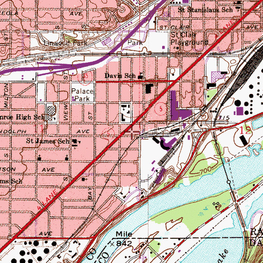 Topographic Map of Saint Paul Fire Department Headquarters, MN