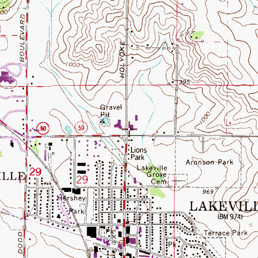 Topographic Map of Lakeville Fire Department Station 1, MN