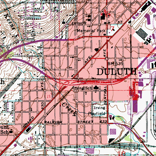 Topographic Map of Duluth Fire Department Station 8, MN