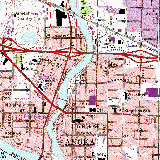 Topographic Map of Anoka - Champlin Fire Department Station 1, MN