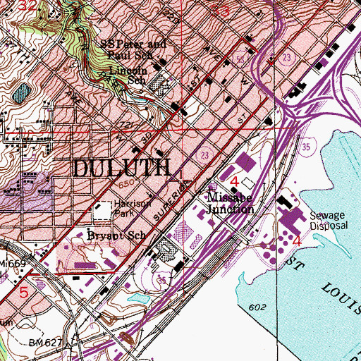 Topographic Map of Duluth Fire Department Station 2, MN