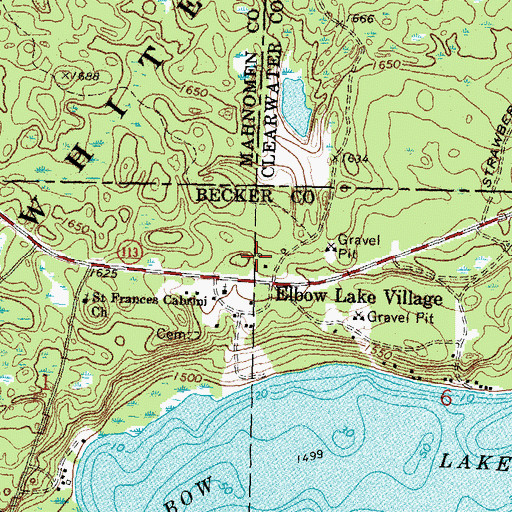 Topographic Map of Elbow - Tulaby Lakes Fire Department, MN