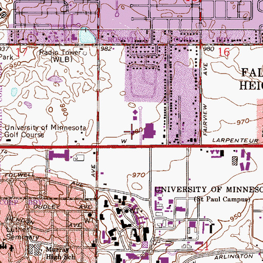 Topographic Map of Falcon Heights Fire Department, MN
