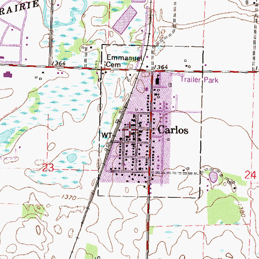 Topographic Map of Carlos Fire Department, MN