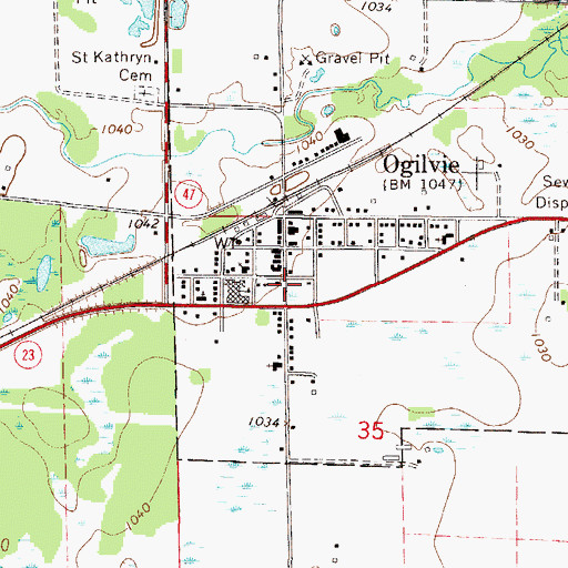 Topographic Map of Ogilvie Volunteer Fire Department, MN