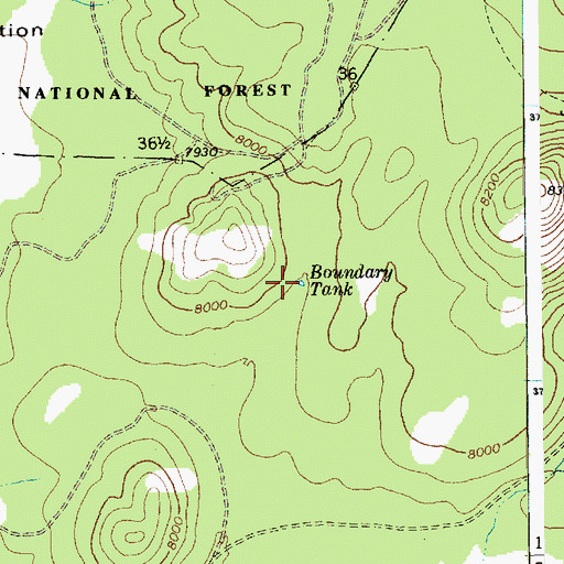 Topographic Map of Boundary Tank, AZ