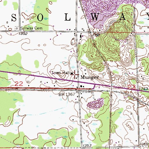 Topographic Map of Solway Township Volunteer Fire Department, MN