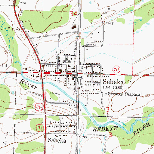 Topographic Map of Sebeka Fire and Rescue, MN