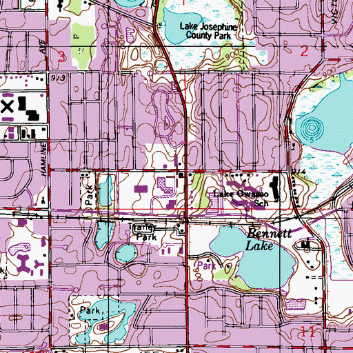 Topographic Map of Roseville Fire Department Station 1, MN