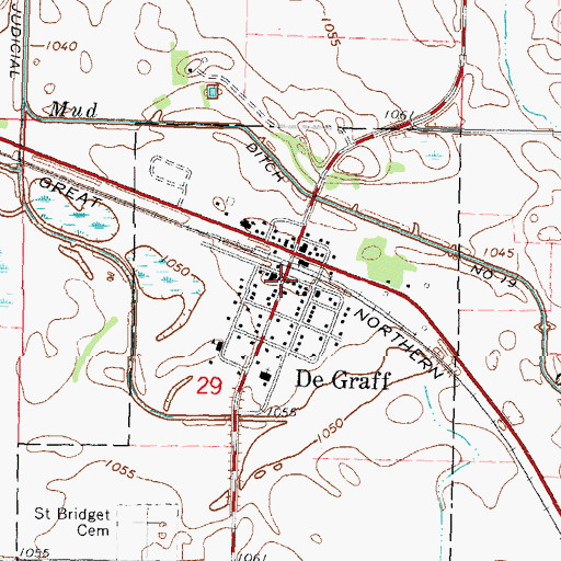 Topographic Map of Degraff Fire Department, MN