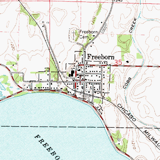 Topographic Map of Freeborn Fire Department and Ambulance Service, MN